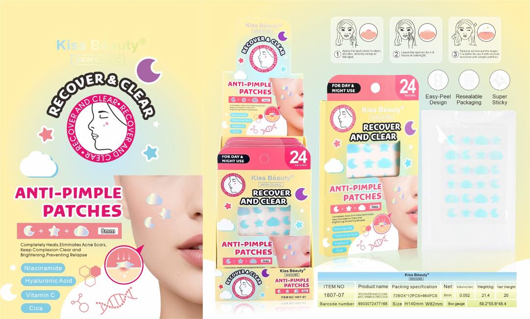 لصقات "Kiss Beauty Recover and Clear Anti-Pimple Patches"