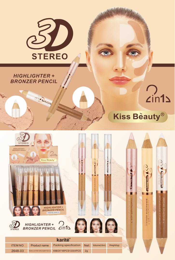 قلم الهايلايتر والبرونزر من ماركة كيس بيوتي (Kiss Beauty)