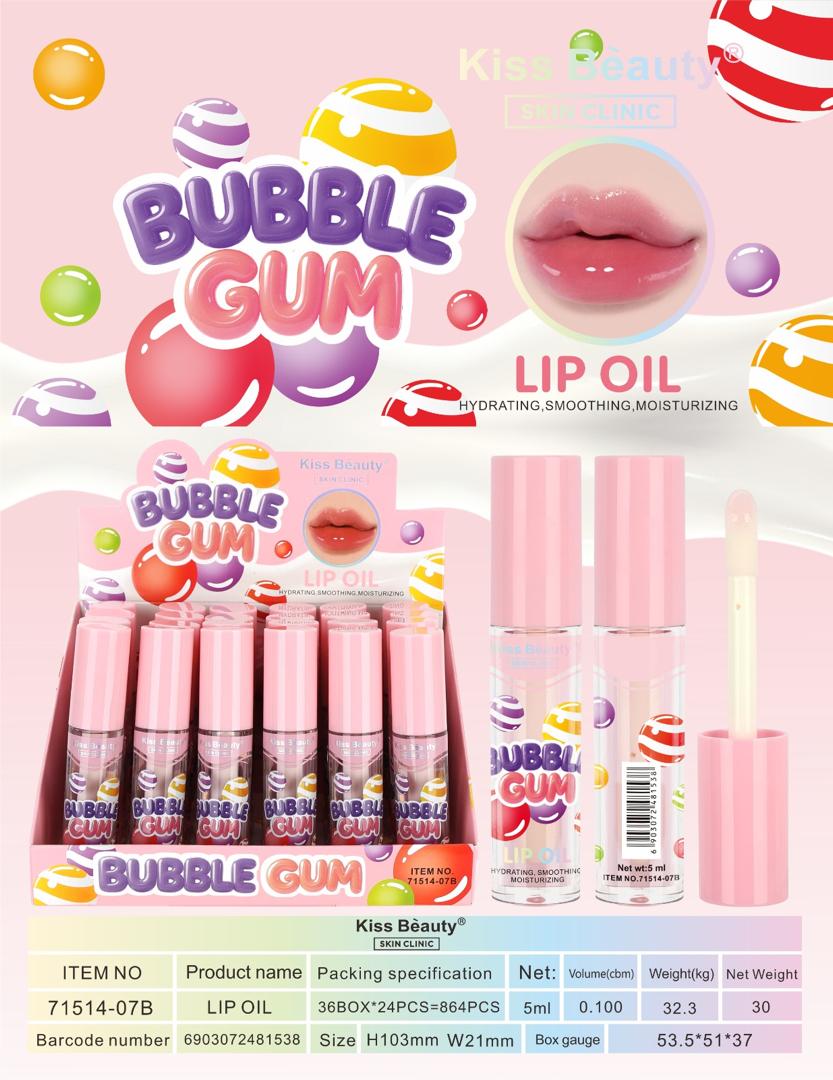 زيت الشفاه (ليب أويل) من كيس بيوتي (Kiss Beauty Lip Oil) برائحة بابل جم